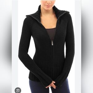 PattyBoutik Black Cowl Neck Zipper Sweater